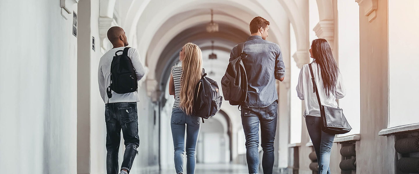 students walking at school